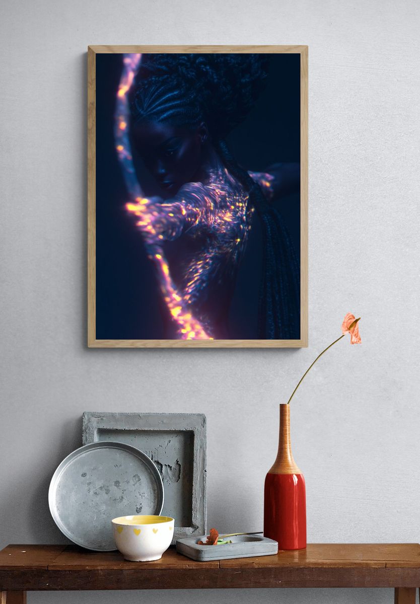 Neon Archer Portrait Print. — room view 3