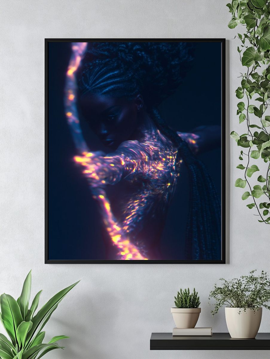 Neon Archer Portrait Print. — room view 4