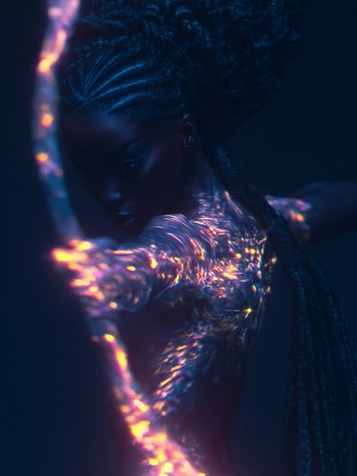 Neon Archer Portrait Print. poster