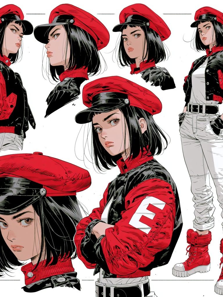 Red Beret Fashion Girl Illustration Poster. poster — illustration art