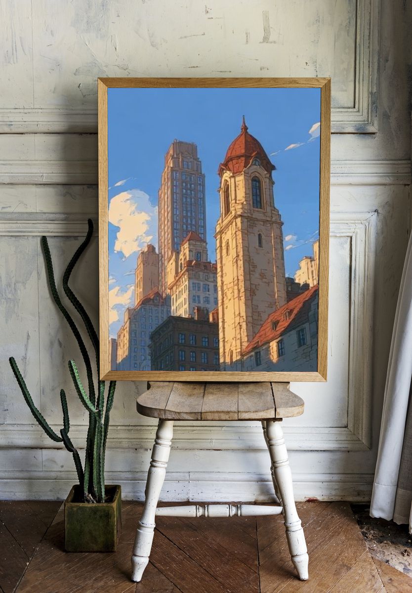 City Skyline Illustration Poster. — room view 1