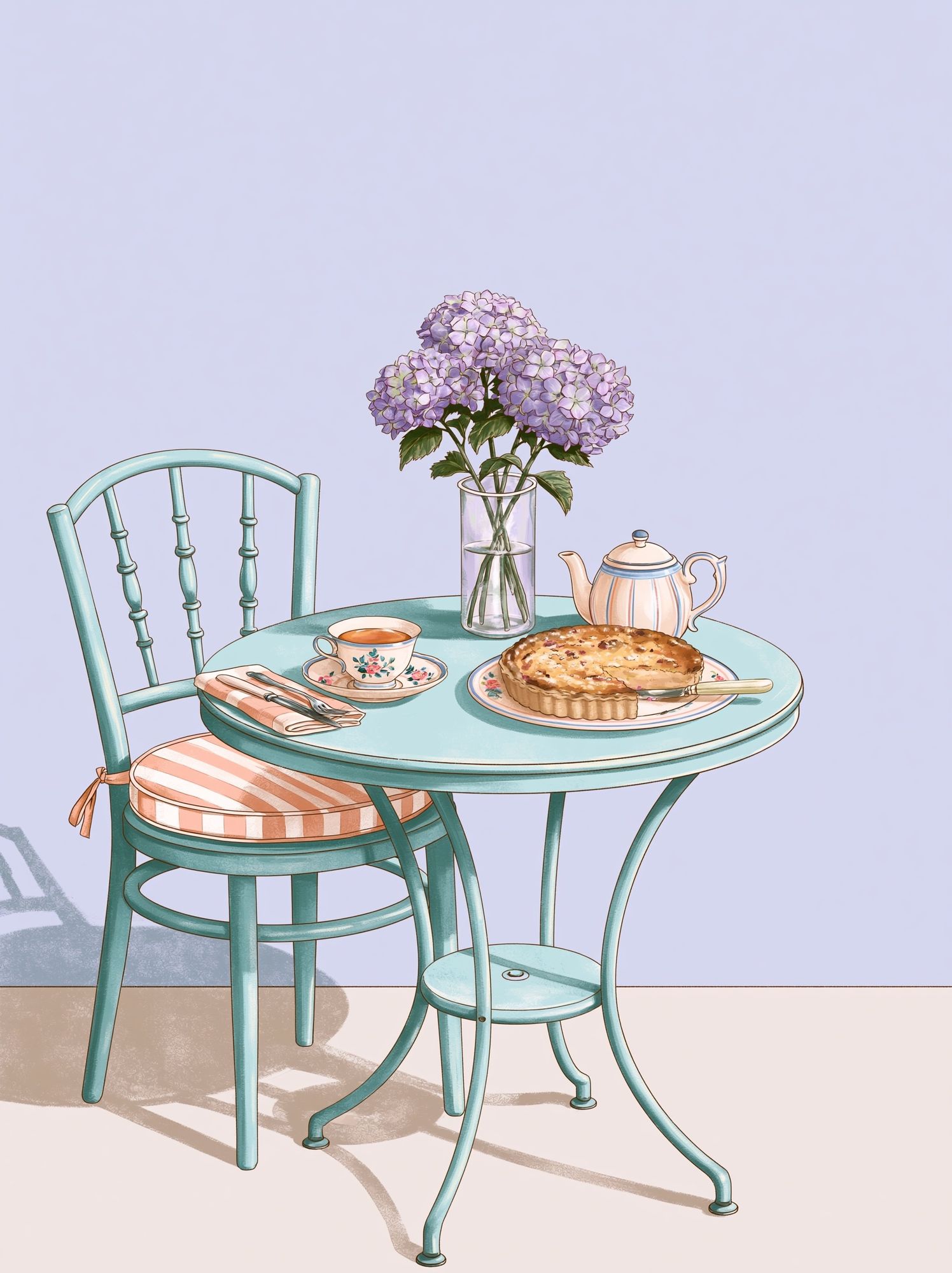 Pastel Tea Table Illustration Poster. poster detail