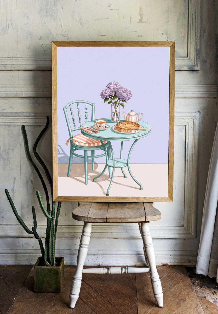 Pastel Tea Table Illustration Poster. room preview