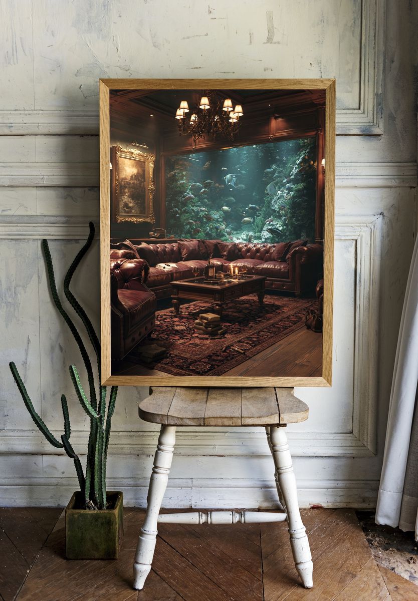 Underwater Library Lounge Print. — room view 1