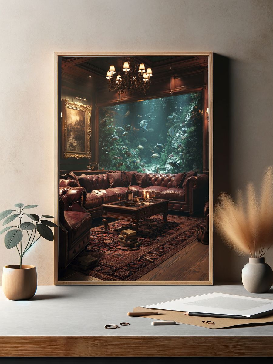 Underwater Library Lounge Print. — room view 2