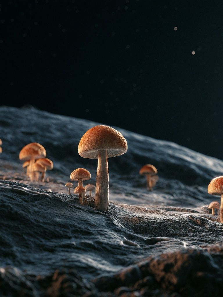 Mushroom Moonscape Illustration Poster. poster detail