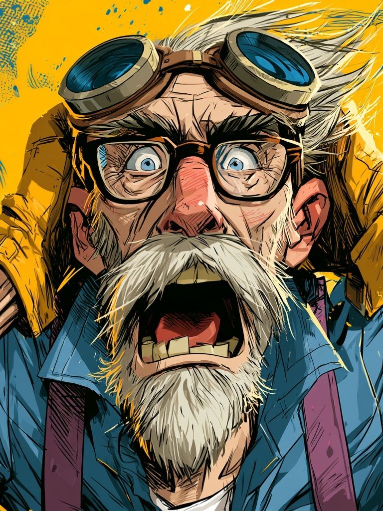 Wild-Eyed Inventor Illustration Poster. poster detail