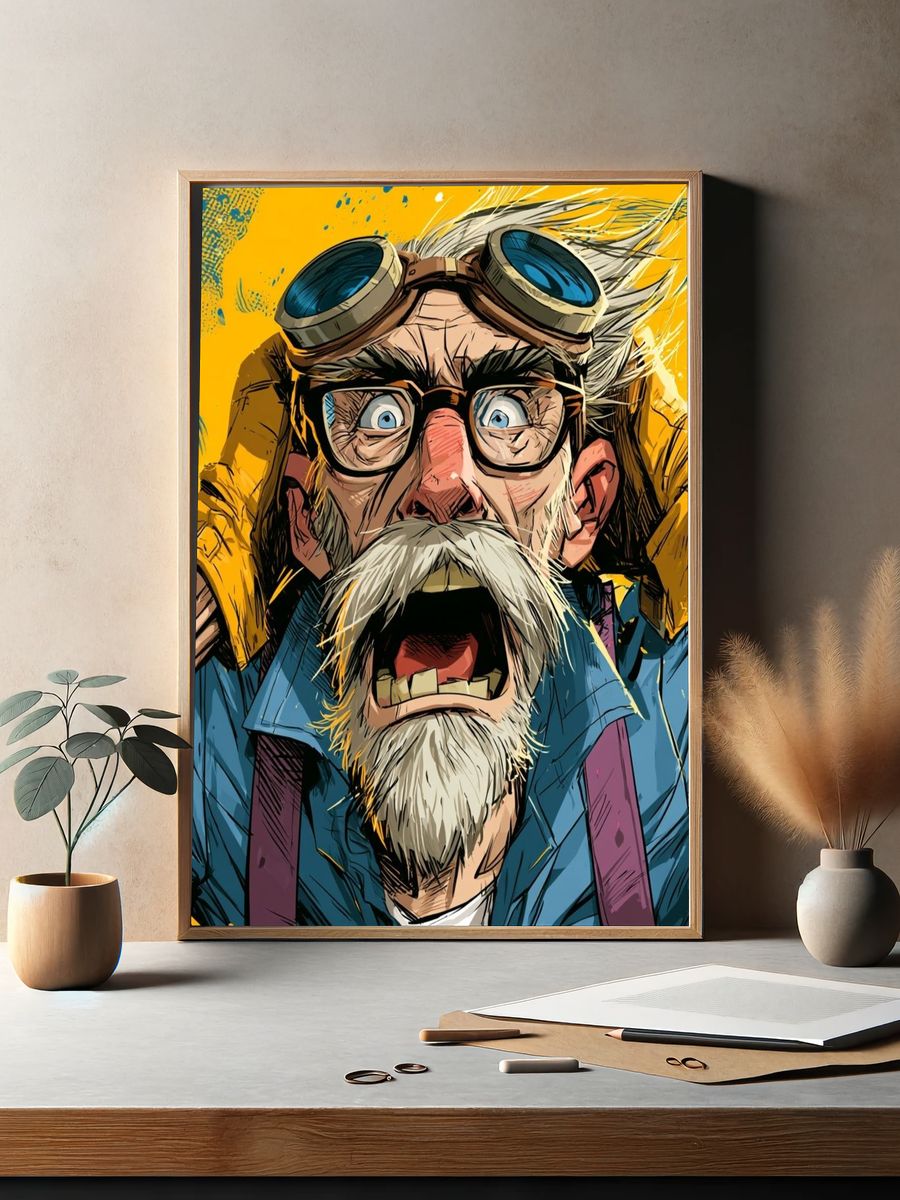 Wild-Eyed Inventor Illustration Poster. — room view 2