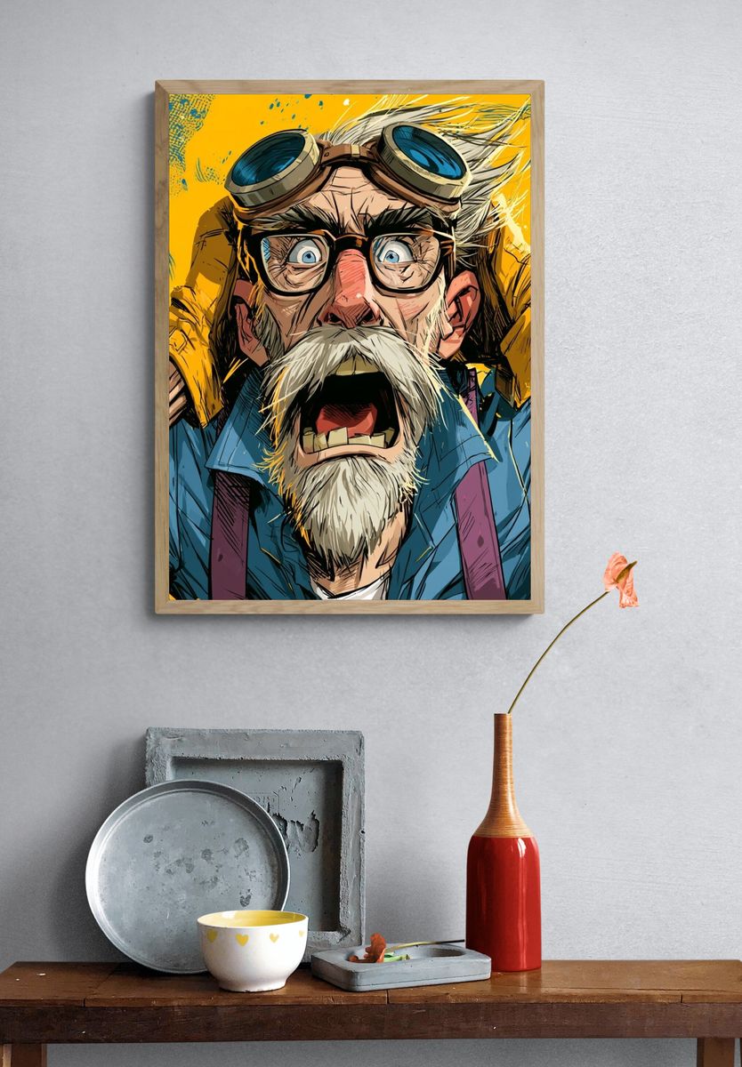 Wild-Eyed Inventor Illustration Poster. — room view 3