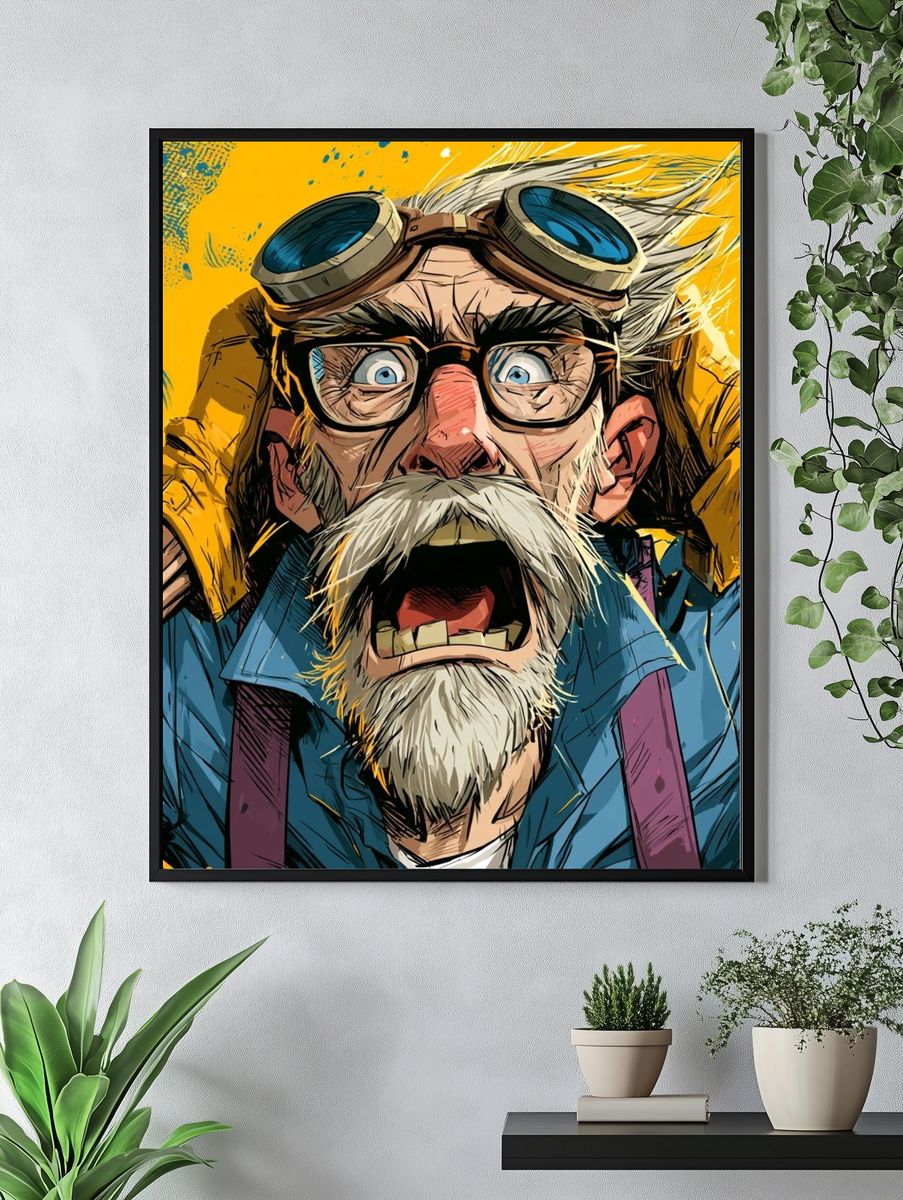 Wild-Eyed Inventor Illustration Poster. — room view 4