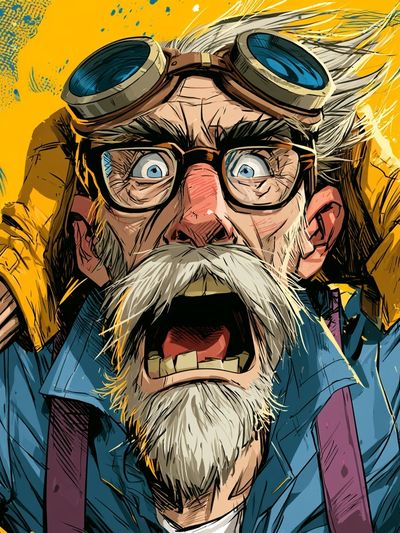 Wild-Eyed Inventor Illustration Poster. poster