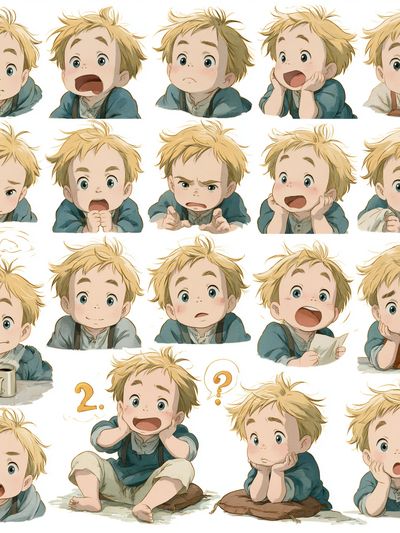 Emotional Boy Expressions Illustration Poster.