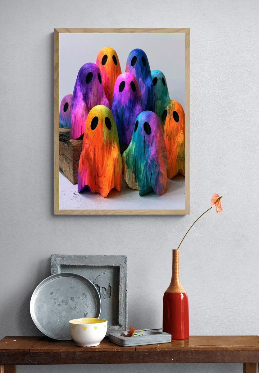 Mountain Temple Village Illustration Print. — room view 3