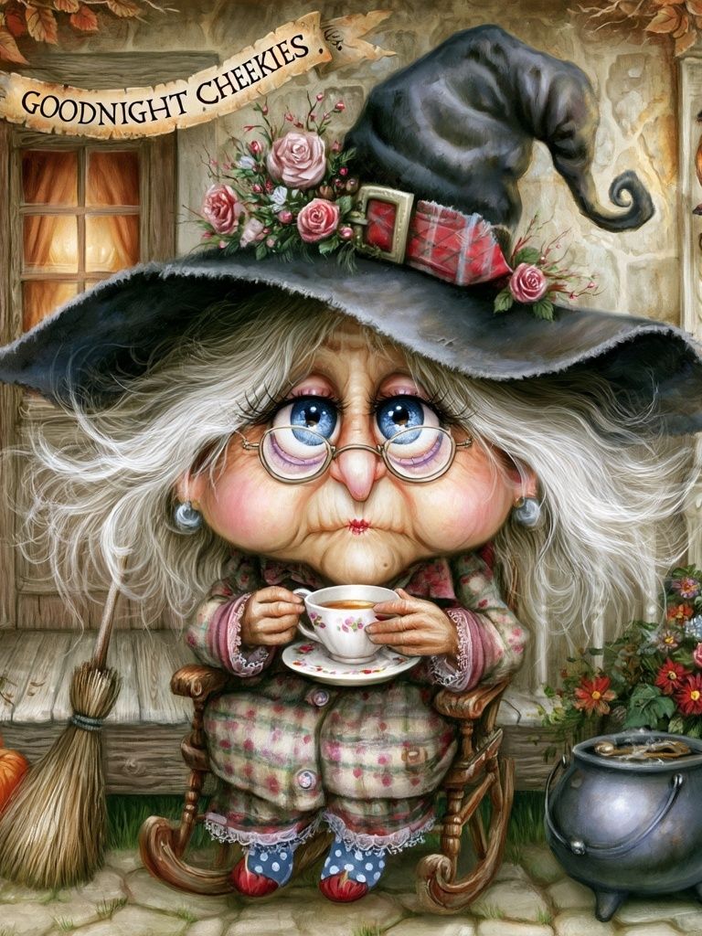 Goodnight Cheekies Witch Illustration Poster. poster — illustration art