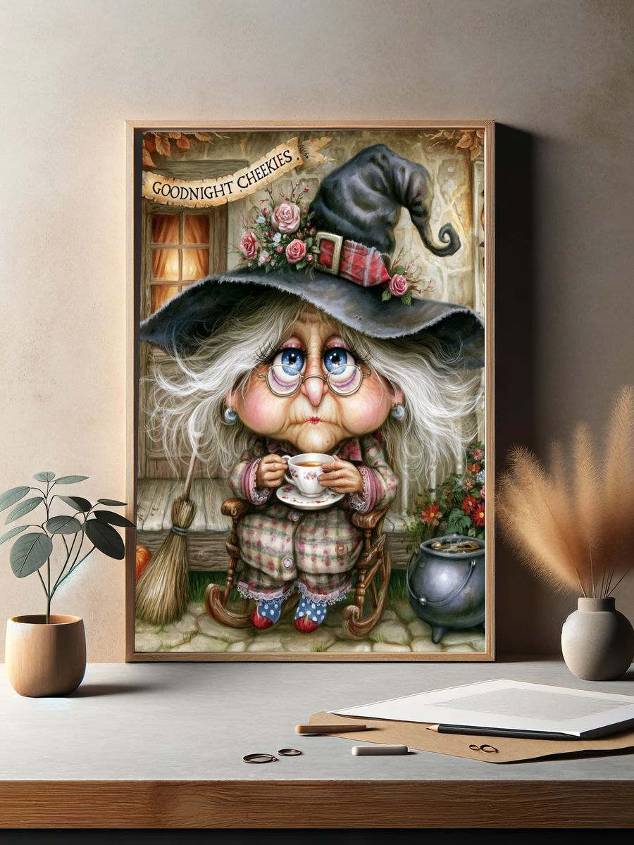 Goodnight Cheekies Witch Illustration Poster. — room view 2