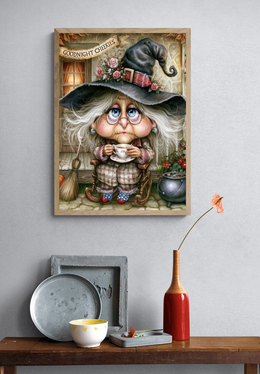Goodnight Cheekies Witch Illustration Poster. — room view 3