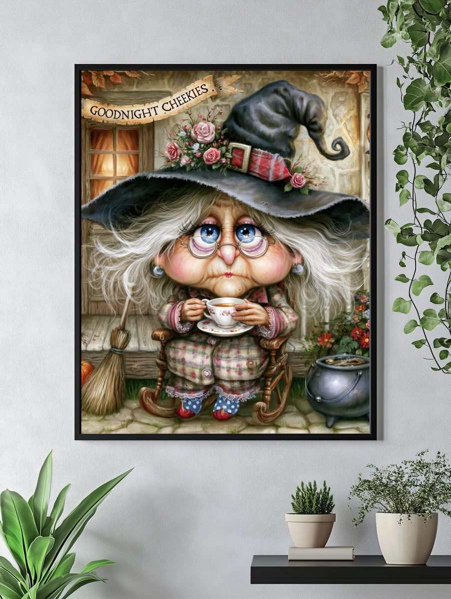 Goodnight Cheekies Witch Illustration Poster. — room view 4