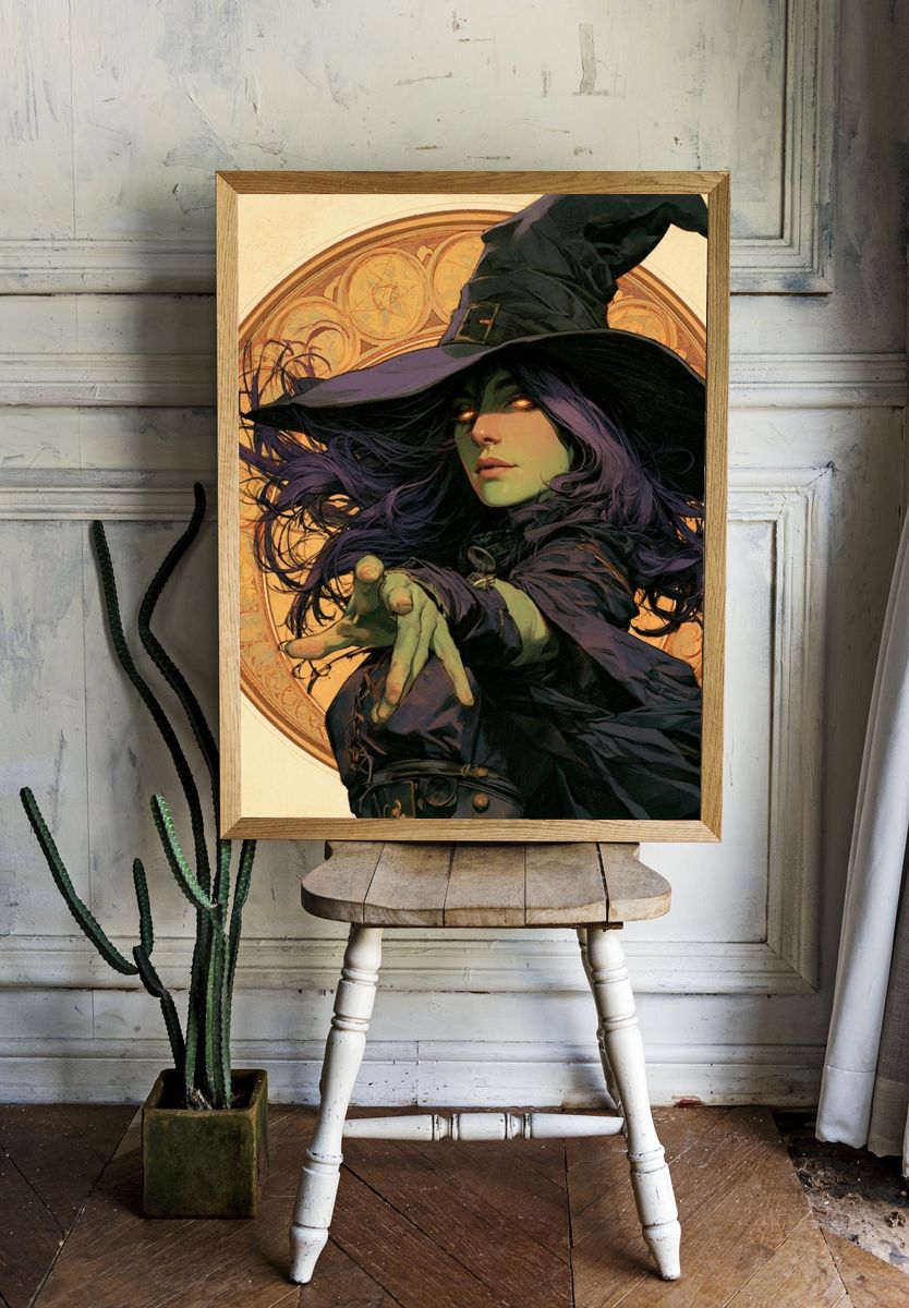 Witch Portrait Illustration Poster. — room view 1