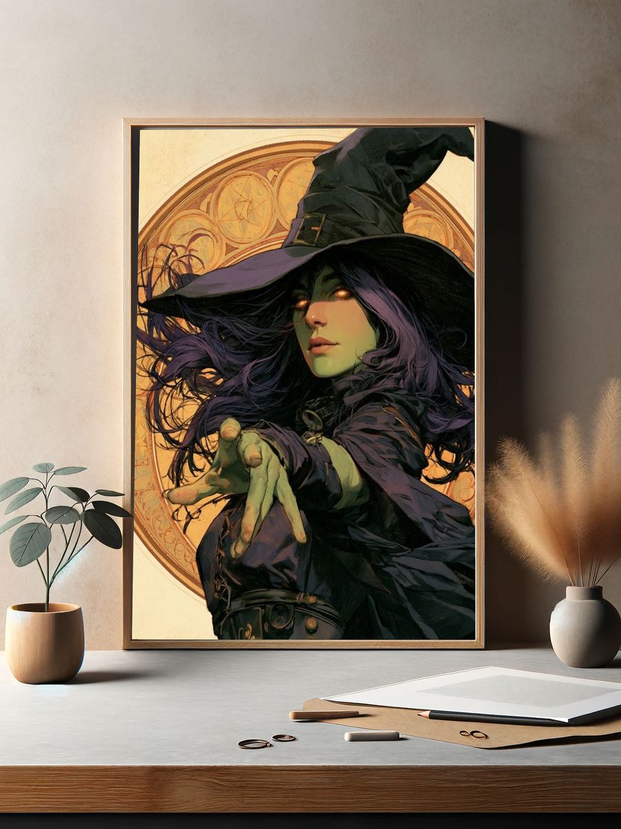 Witch Portrait Illustration Poster. — room view 2