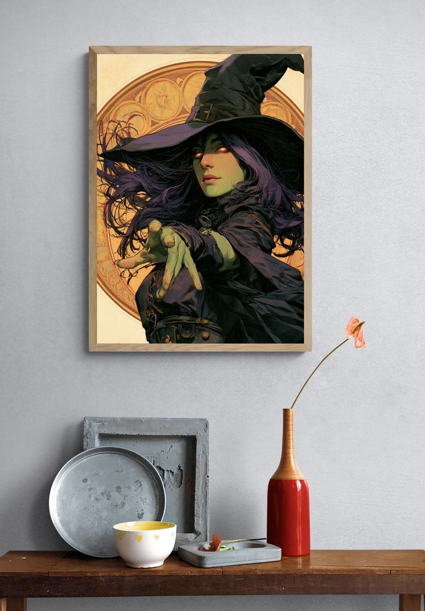 Witch Portrait Illustration Poster. — room view 3