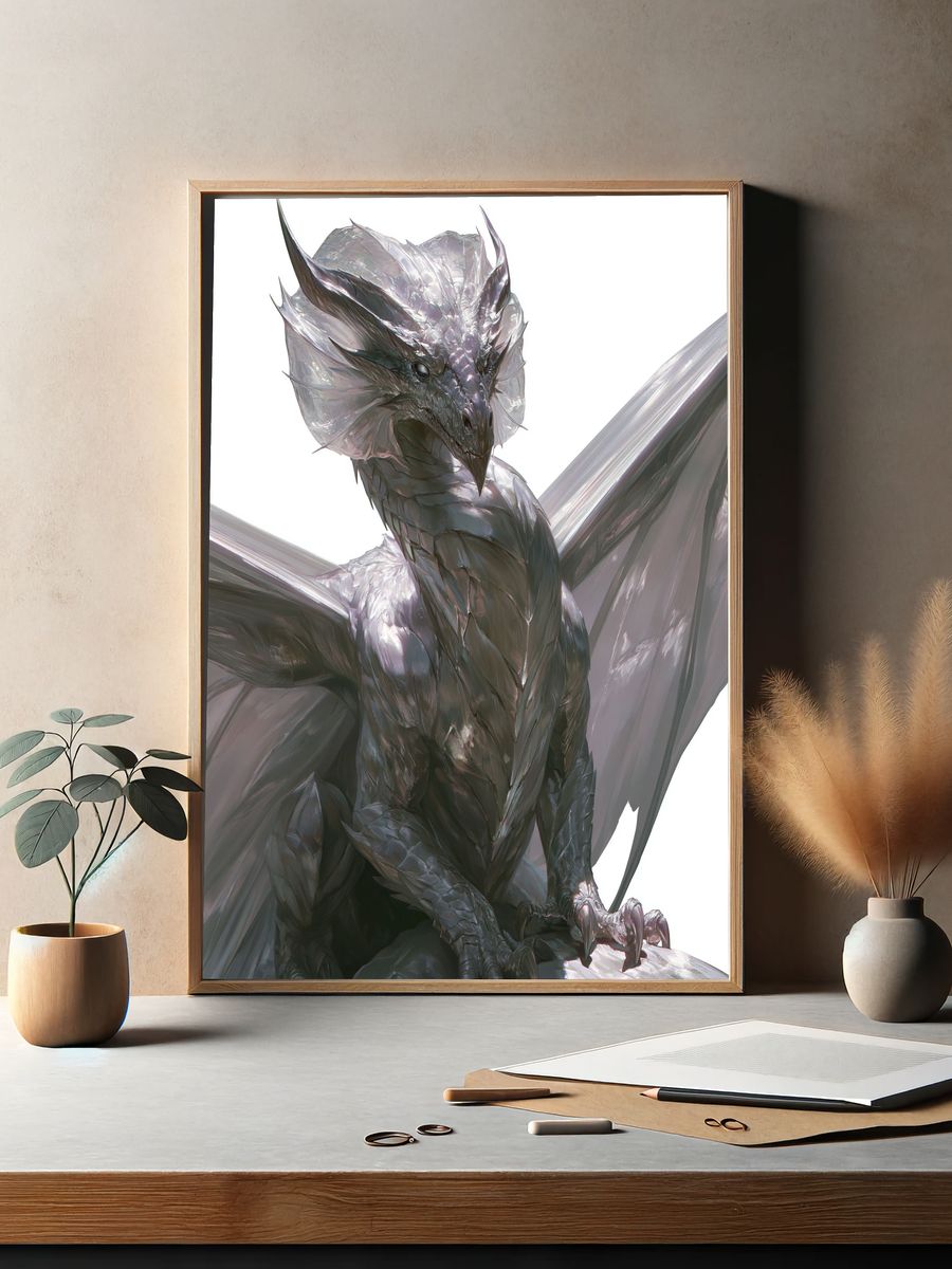 Silver Dragon Digital-Art Poster. — room view 2