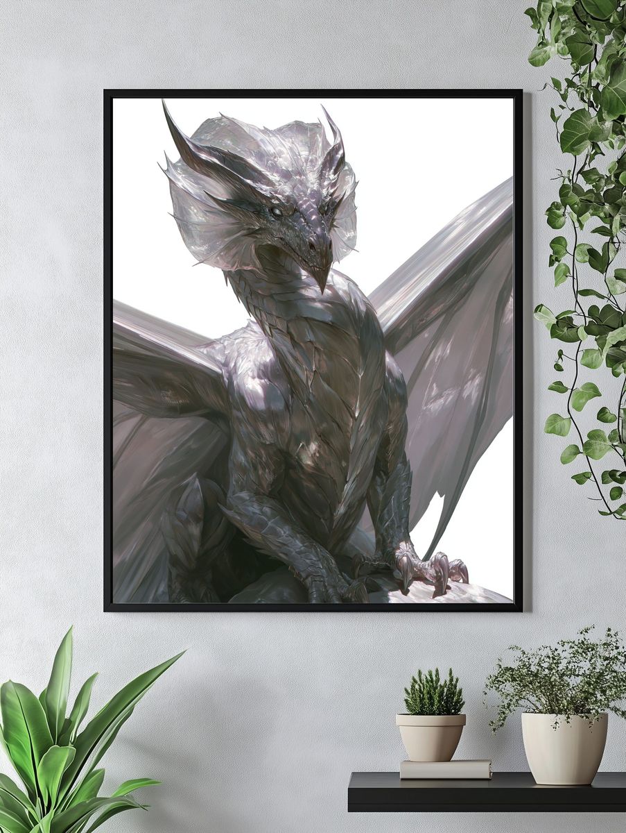 Silver Dragon Digital-Art Poster. — room view 4