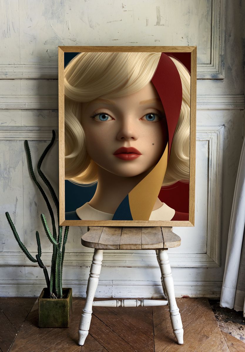 Surreal Blonde Portrait Poster. room preview