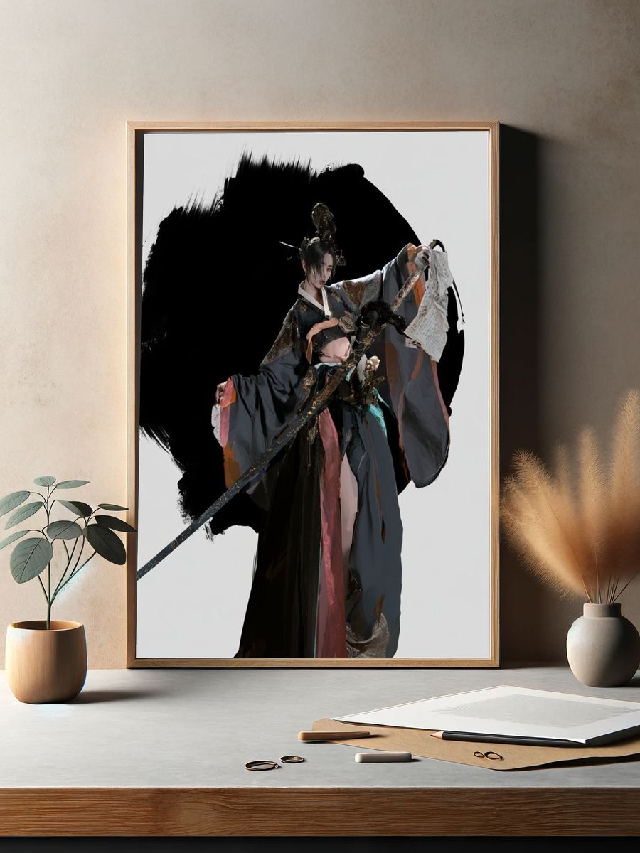 Samurai Warrior Digital Art Poster. — room view 2