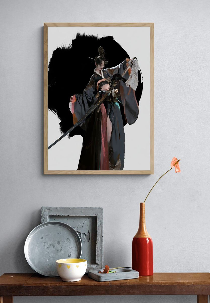 Samurai Warrior Digital Art Poster. — room view 3