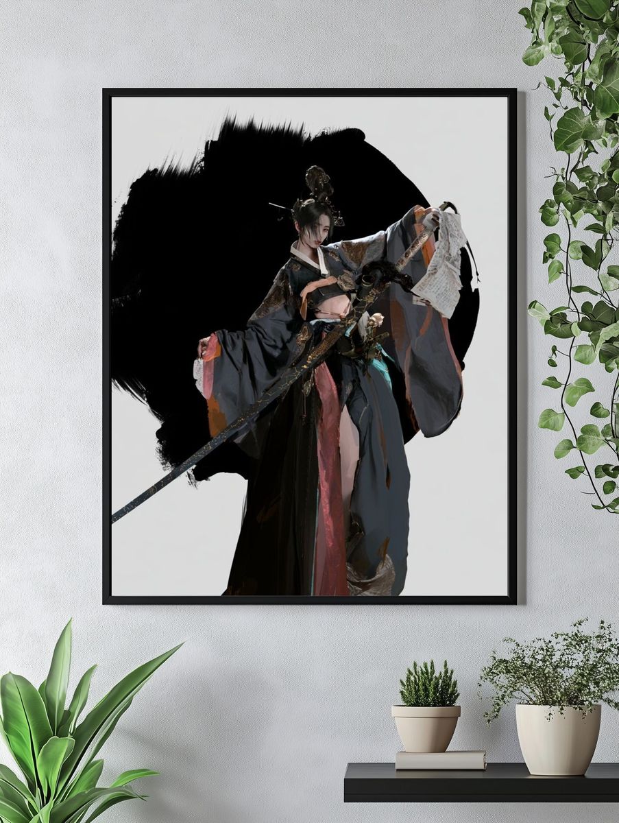 Samurai Warrior Digital Art Poster. — room view 4