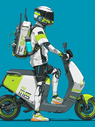 Futuristic Scooter Rider Illustration Poster. poster