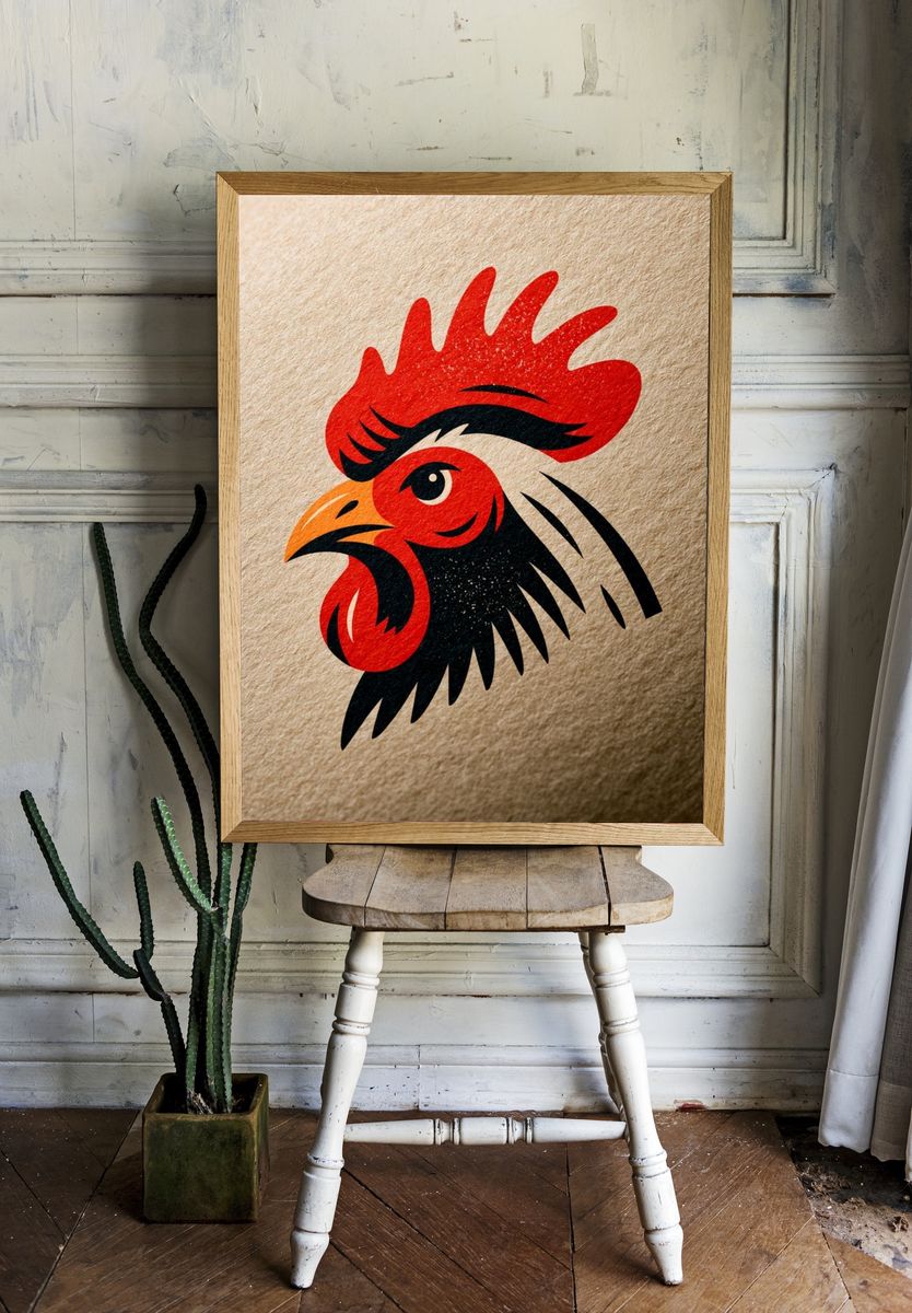 Rooster Head Illustration Poster. room preview