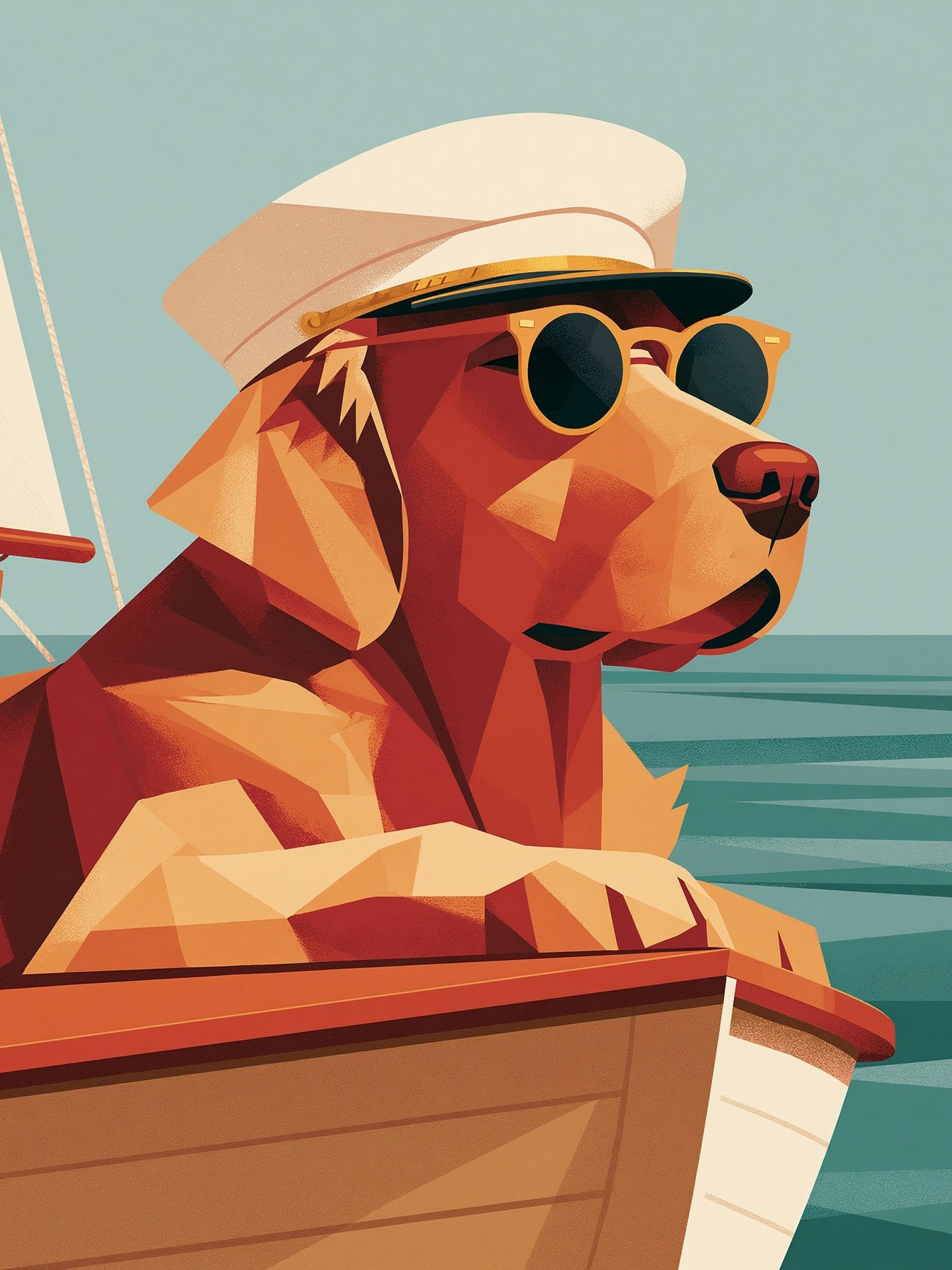Sailing Dog Illustration Poster. poster detail