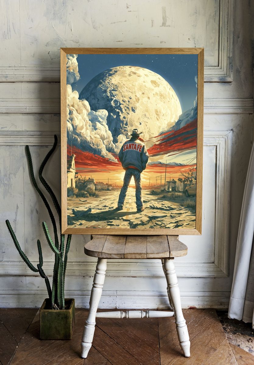 Santa Fe Moonlit Desert Poster. — room view 1