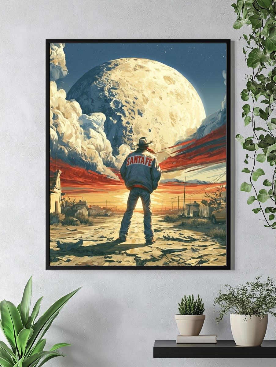 Santa Fe Moonlit Desert Poster. — room view 4