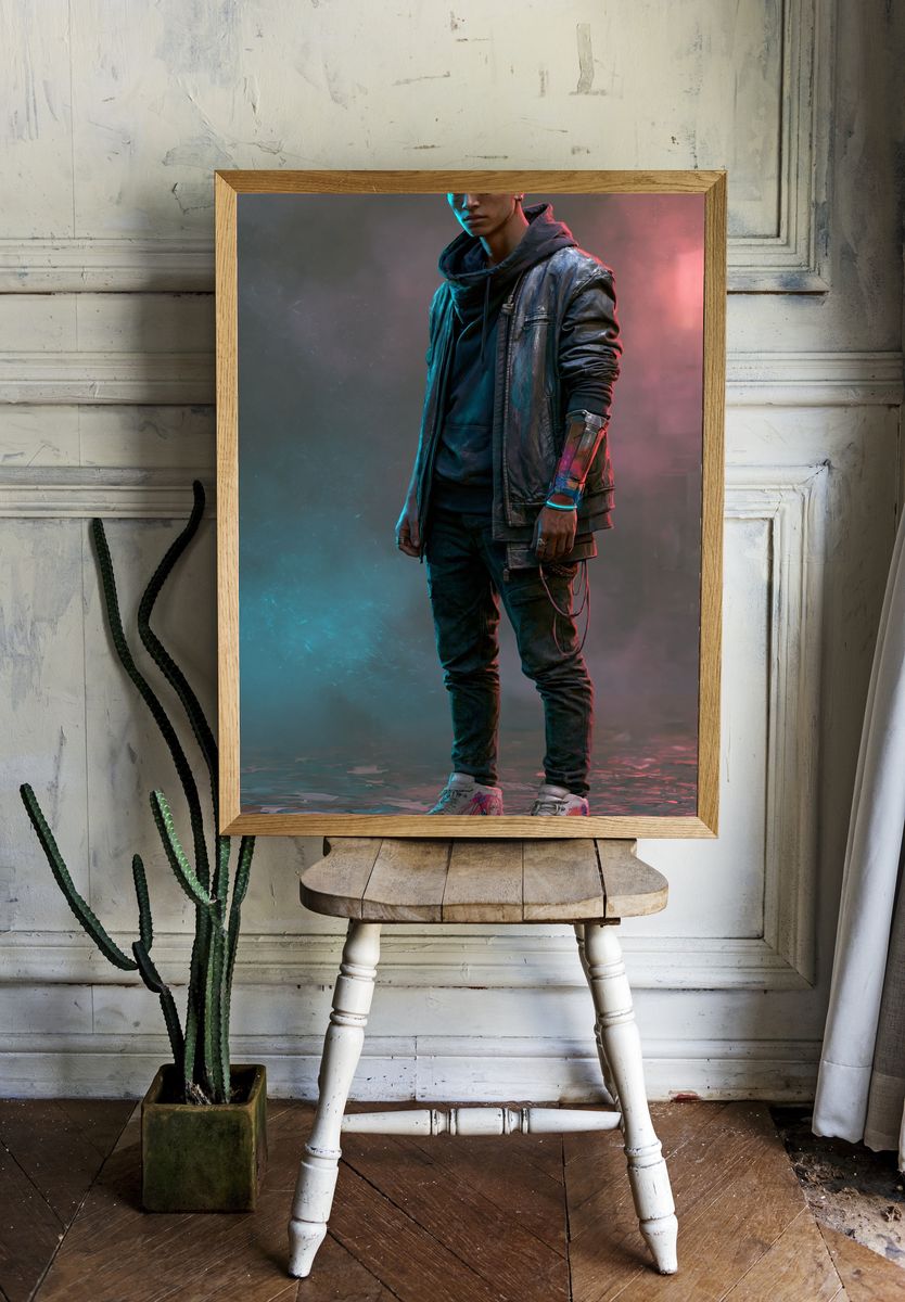 Cyberpunk Streetwear Portrait Poster. room preview