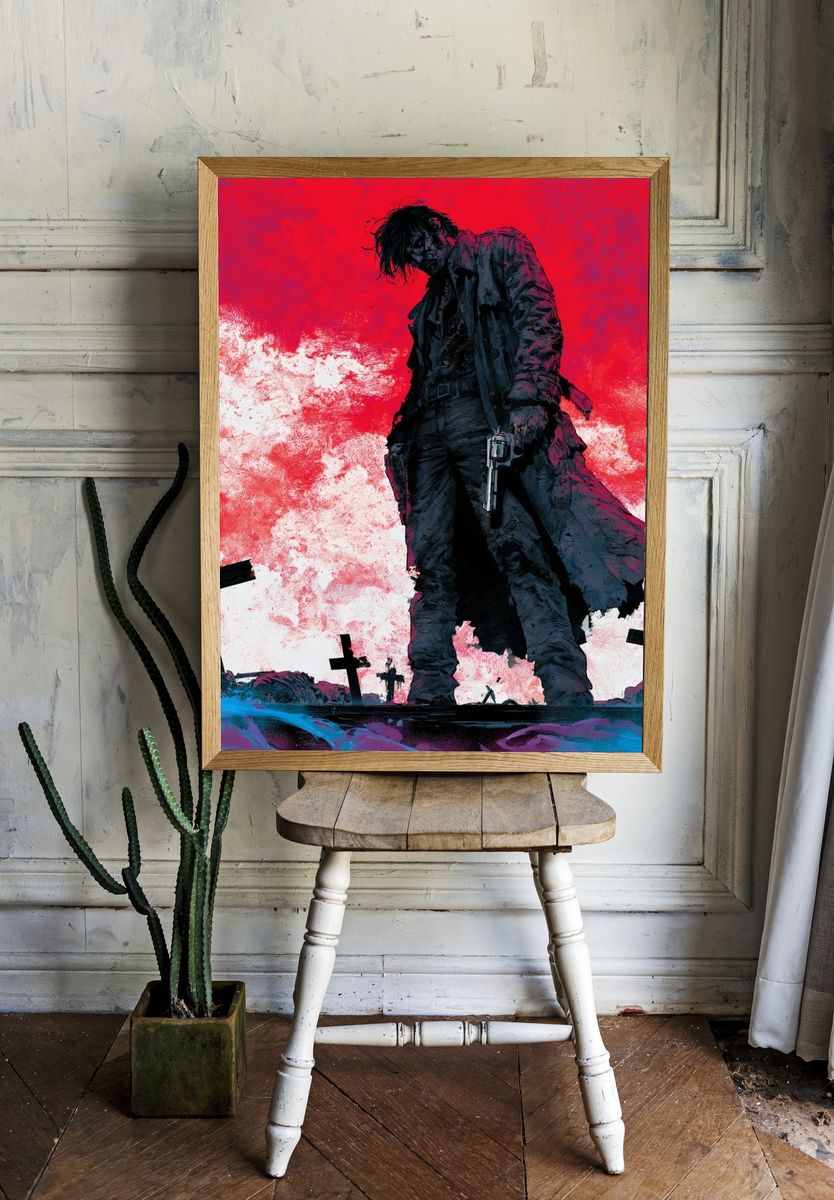 Turntable in Bloom Illustration Poster. — room view 1