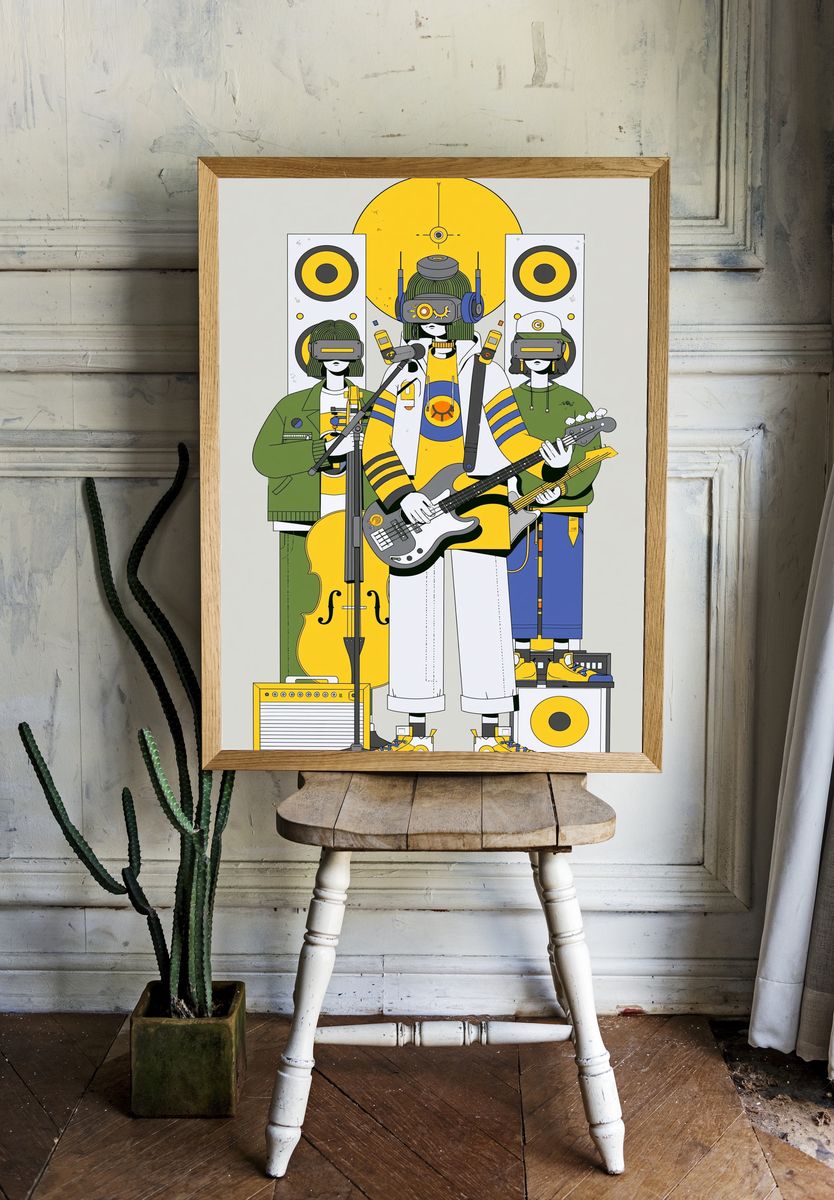 Virtual Band Illustration Poster. room preview