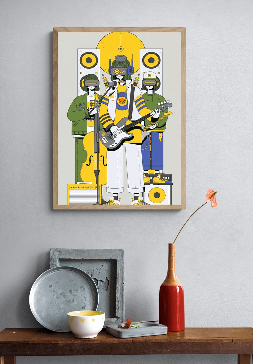 Virtual Band Illustration Poster. — room view 3