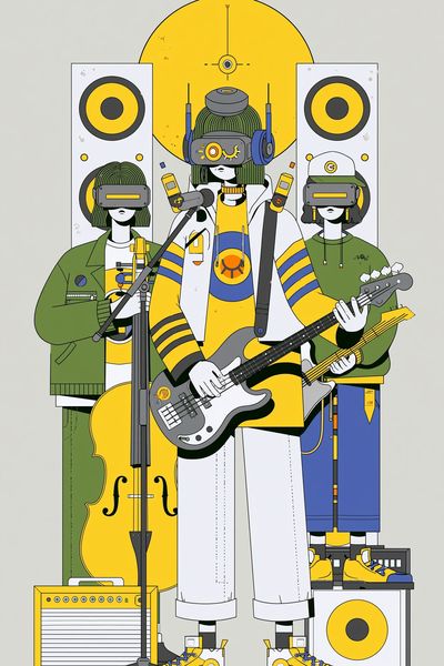 Virtual Band Illustration Poster. poster