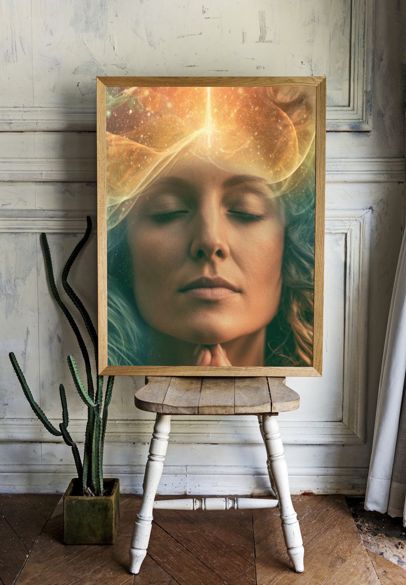 Celestial Woman Portrait Print. room preview