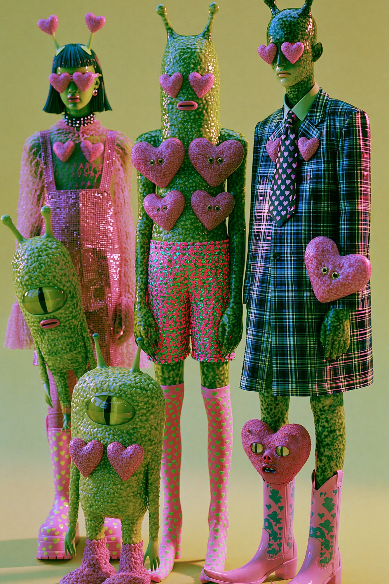Surreal Heart Aliens Illustration Poster. poster detail
