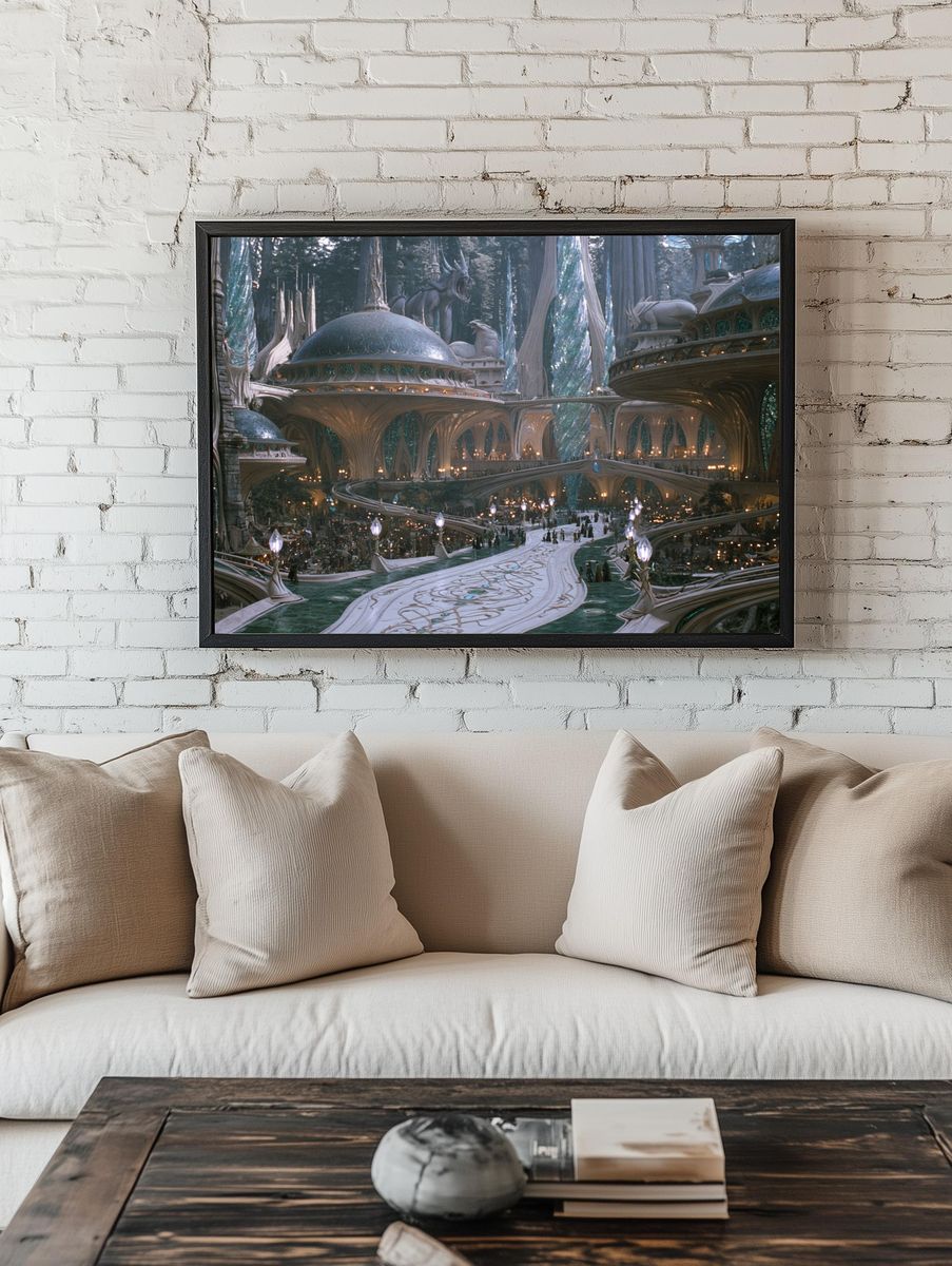 Elven Cityscape Fantasy Print. — room view 1