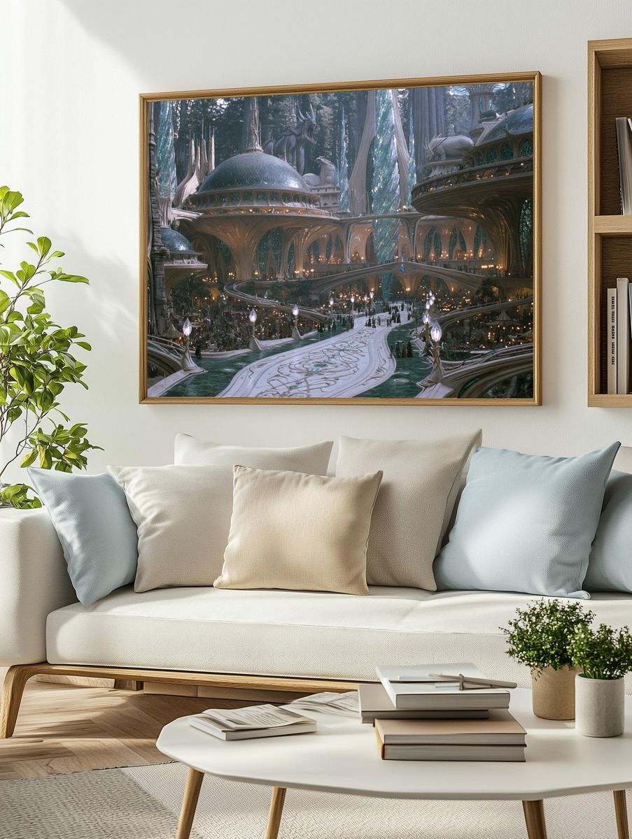 Elven Cityscape Fantasy Print. — room view 2