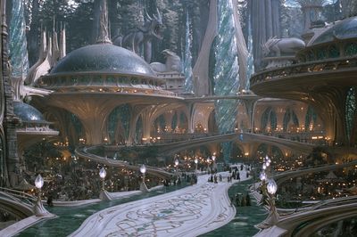 Elven Cityscape Fantasy Print. poster