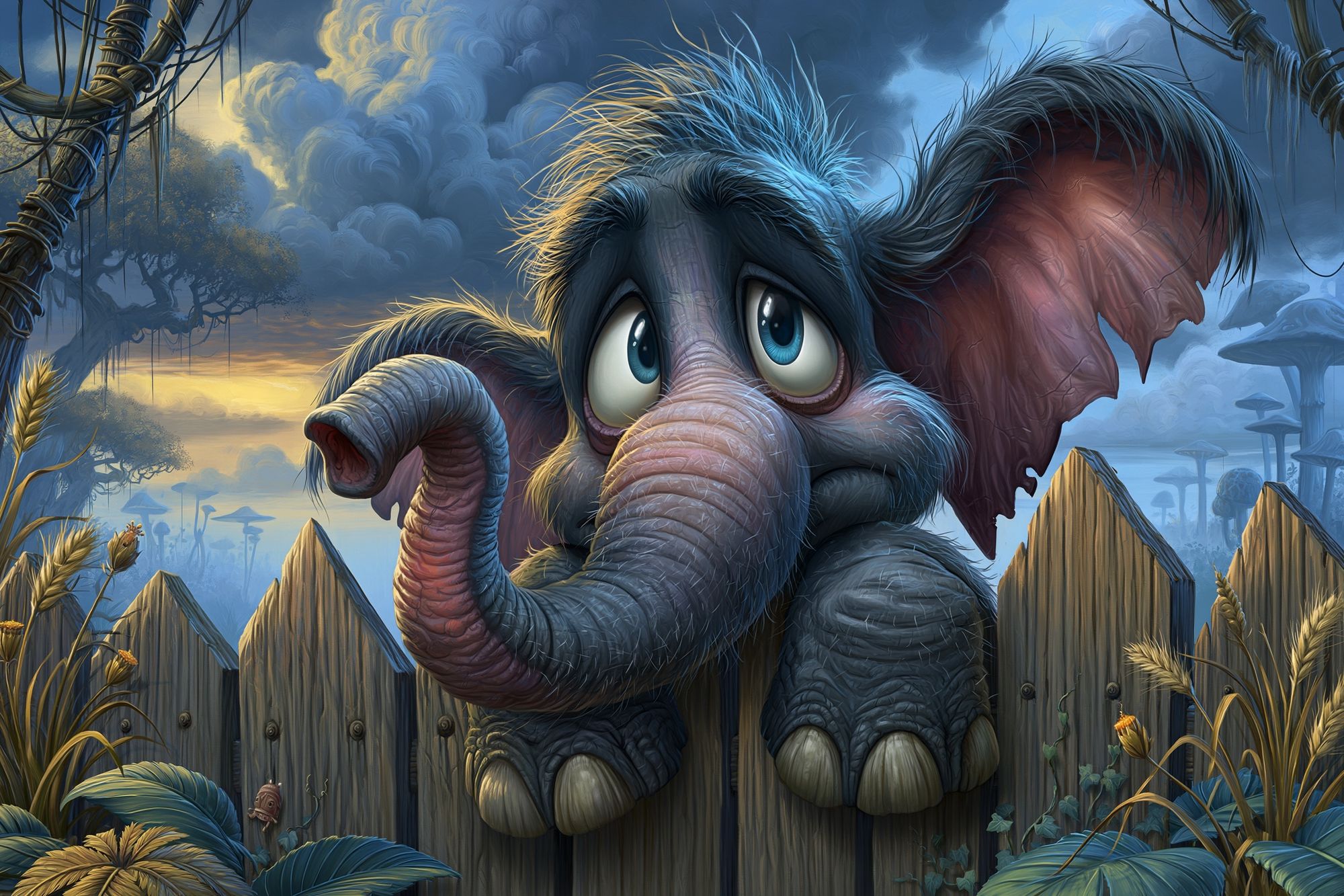 Whimsical Elephant Fantasy Poster. poster — illustration art