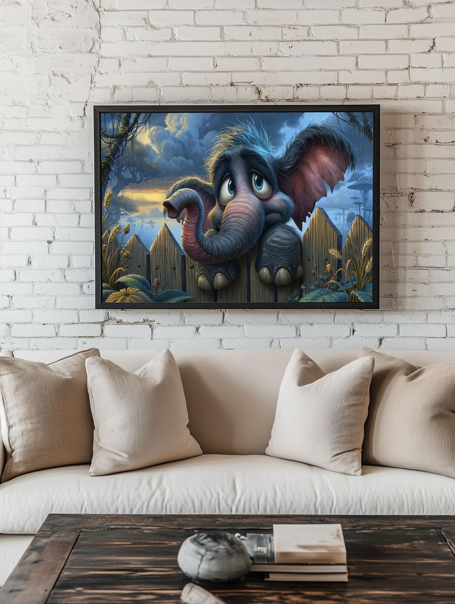 Whimsical Elephant Fantasy Poster. — room view 1