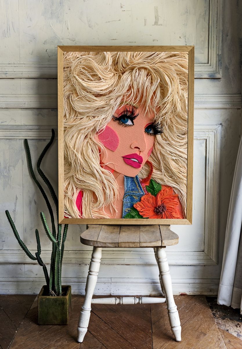 Textile Portrait Illustration Poster. — room view 1