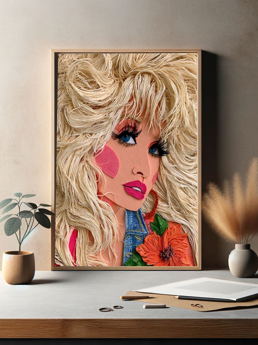 Textile Portrait Illustration Poster. — room view 2