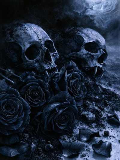 Skulls and Roses Dark Fantasy Poster.